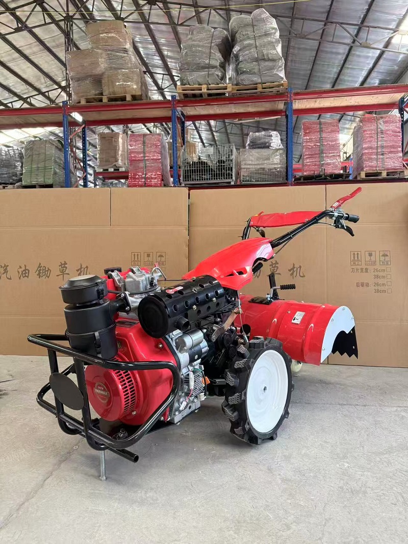 4WD Direct-Drive Micro Tiller with 192F EU Stage V Diesel Engine & 3 Attachments - Rotary Tiller, Weeder, Trencher